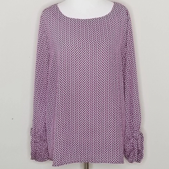 English Laundry Purple Half Moon Print Blouse XL - Picture 7 of 7